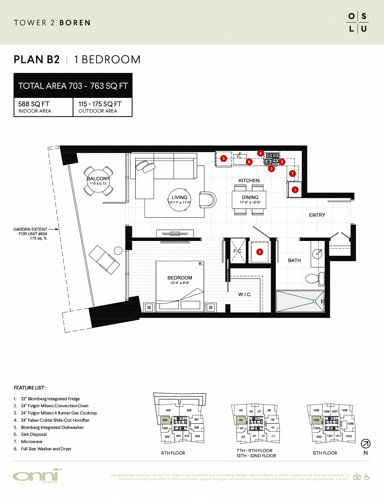 Floor plan for 1 bed, 1 bath, 588 sqft